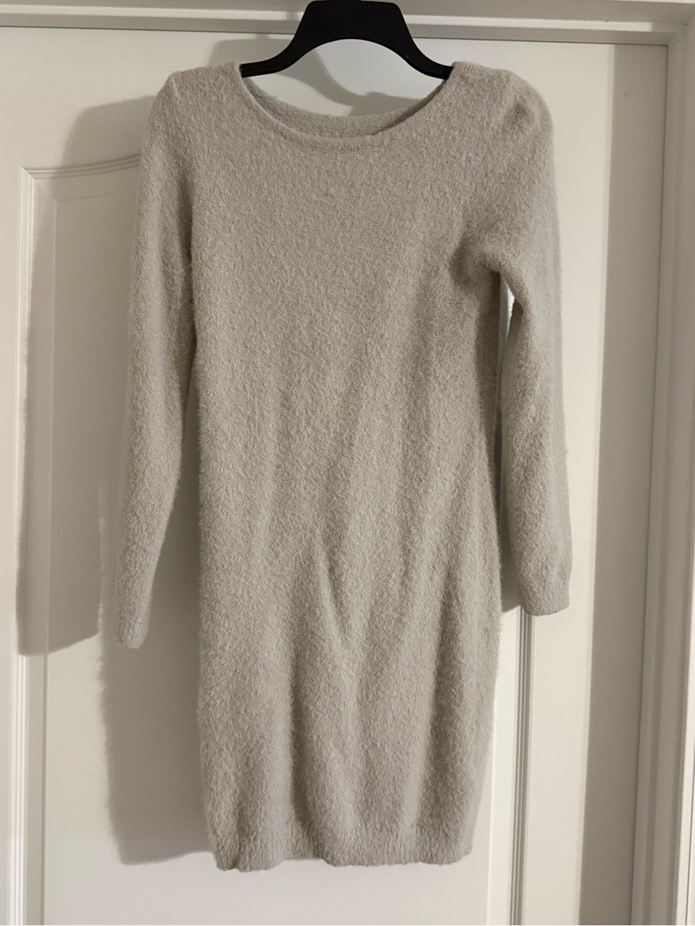 SHEIN Cream Long-Sleeve Knit Sweater Dress